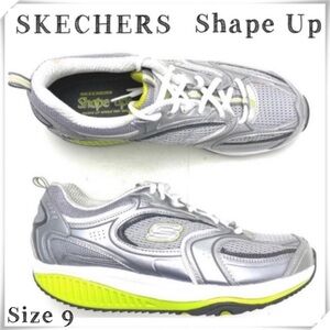 SKECHERS Shape-UPS Rocker Sole Walking Shoes SN12325 in Silver, Neon Lime Green